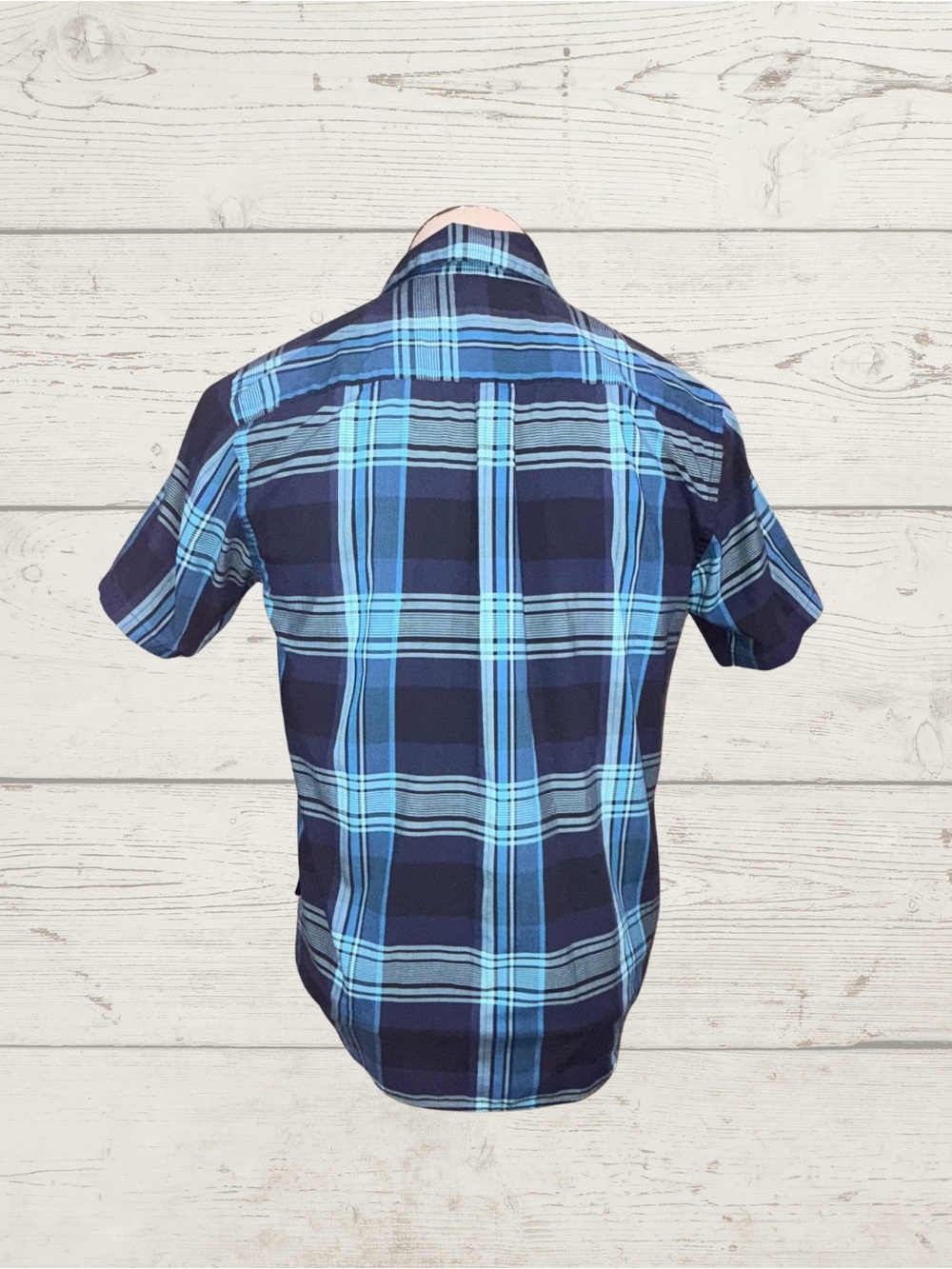 Patagonia Fezzman Organic Cotton Blue Plaid Short Sleeve Button Down Shirt Sz S - Picture 2 of 5